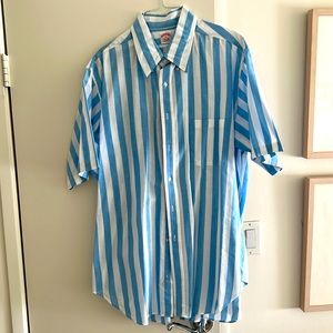 Short sleeve blue/white striped cotton shirt from Brooks Brothers. Like new!